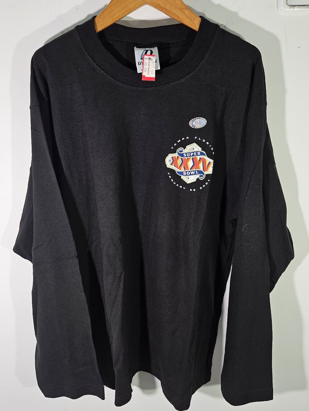 NWT Dynasty NFL Super Bowl XXXV 2001 Tampa Florida Black Long Sleeve Shirt!